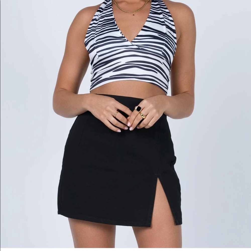lola mini black slit skirt princess polly lioness
